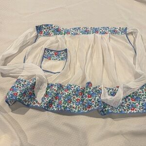 Vintage Apron with Blue Floral Trim